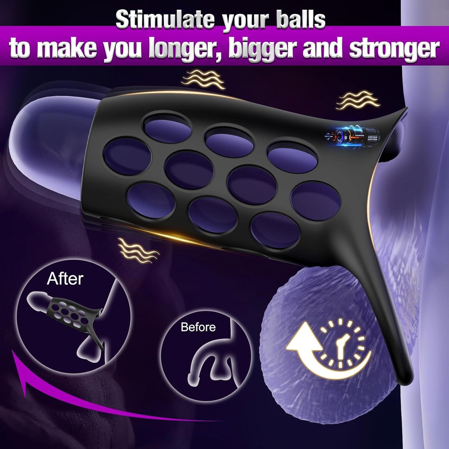 Penisring Vibrator Penisverlängerungs Stimulator mit 9 Leistungsstarken Vibrationsmodi