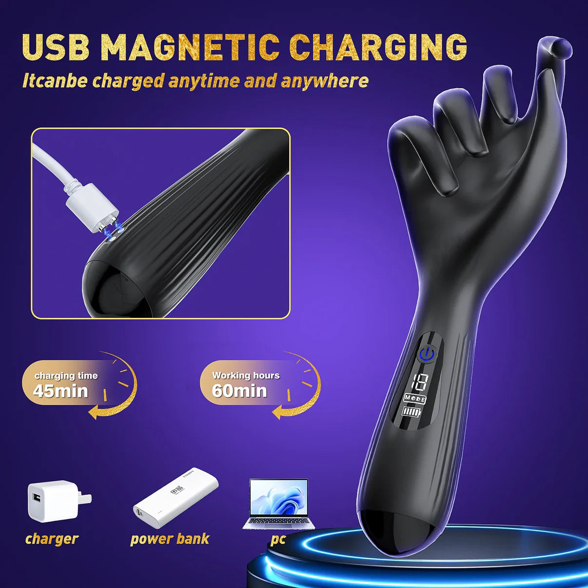 LED-Anzeige Penis Trainer Massagegerät Masturbator mit 10 Vibrationsmo
