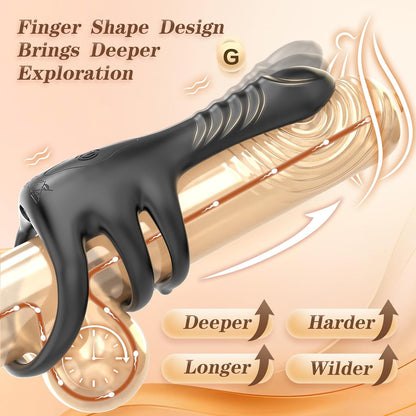Finger Penis Trainer Vibrator Cockring Klitorisstimulator mit 3 Ringen & 9 Vibrationsmodi