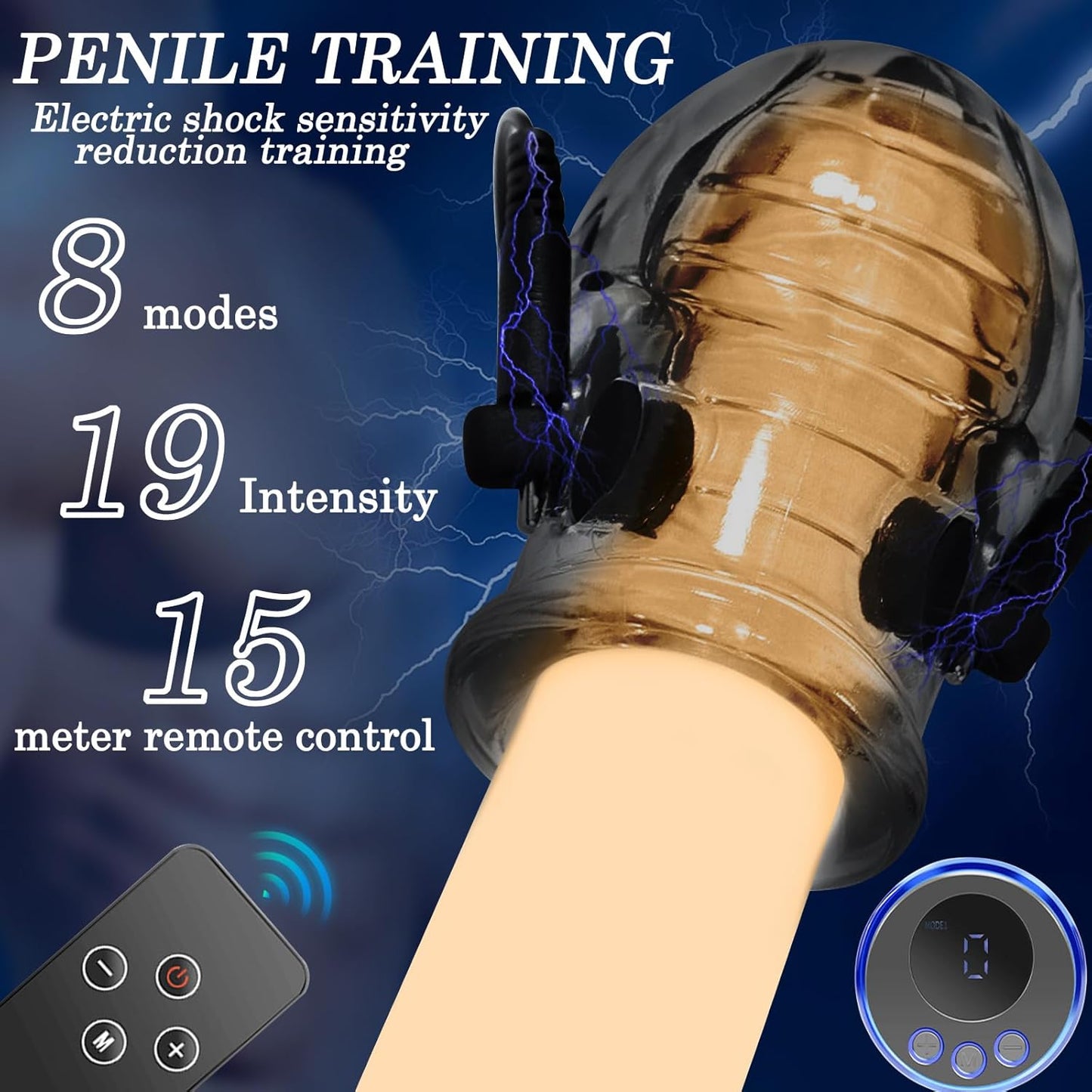 E-stim Extrem Eichel Hülse Penis Trainer Set mit 8 Elektroschock-Modi