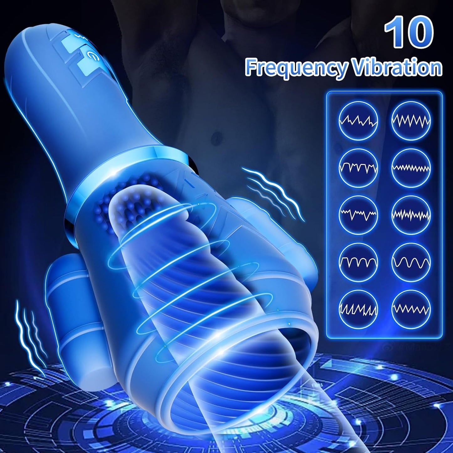 2 IN 1 Penis Trainingsvibrator Integrierter Taschenmuschi mit 10 Vibrationsmodi