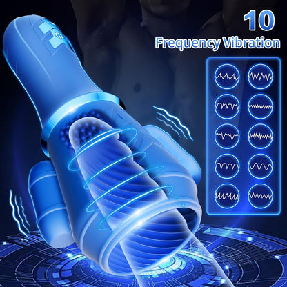 2 IN 1 Penis Trainingsvibrator Integrierter Taschenmuschi mit 10 Vibrationsmodi