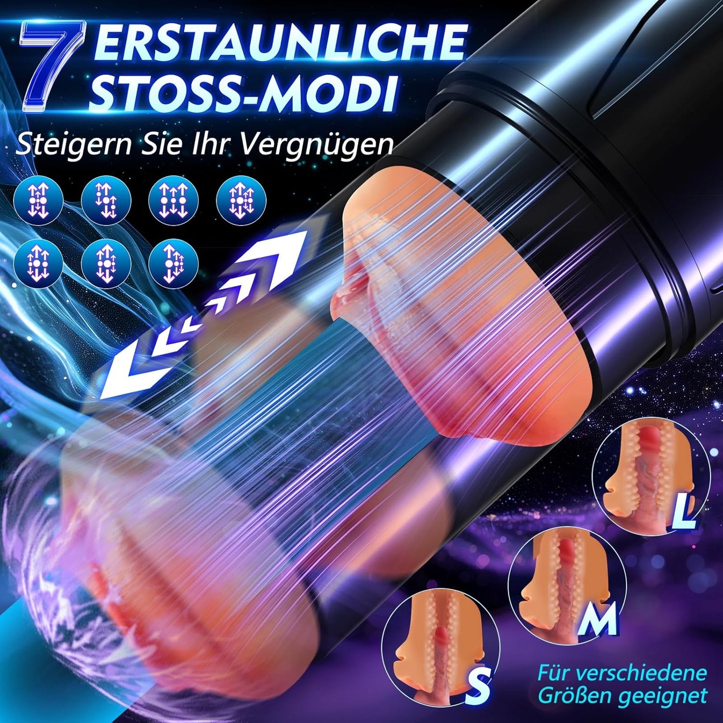 Realistischer Masturbator Taschenmuschi mit 7 Saugmodi & Stoßmodi &  Vibration