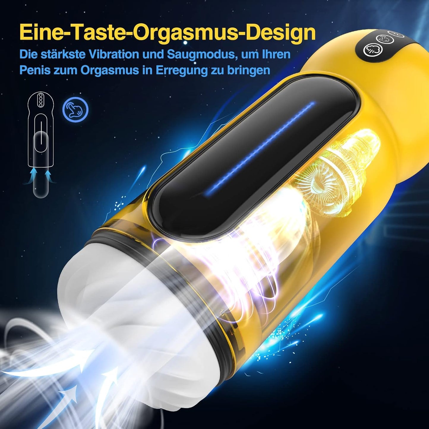 Elektrischer Mastubator Penisvibrator Blowjob mit 4 x 10 Intensitäten & Saugfunktion & Vibrationen
