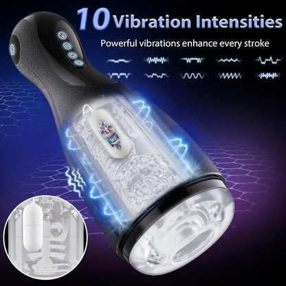 Automatischer Masturbator Stroker Penispumpe mit 3 Quetsch & 3 Saug & 10 Vibrationsmodi