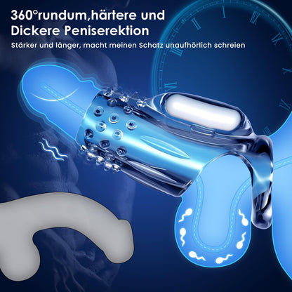 Transparente Penishülle Vibrator Cock Ring Penisvergrößerung mit 10 Vibrationsmodi