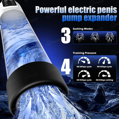 Elektrische Penis-Wasserpumpe Erektionsverlängerung mit 4 Trainings & 3 Saugmodi