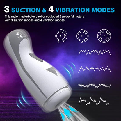 Automatischer Saug-Masturbator Penis Stroker mit 3 Saugmodi & 4 Vibrationsmodi