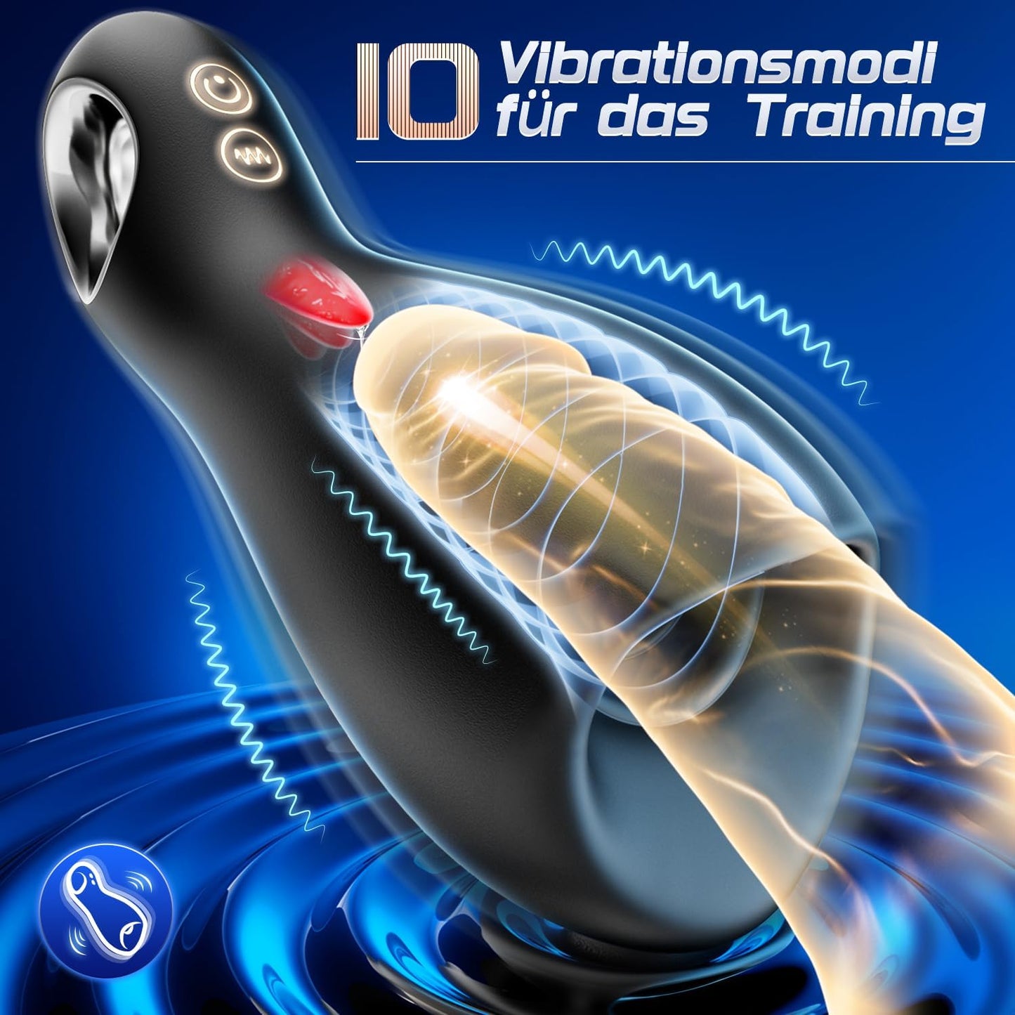 Elektrischer Penistrainer Masturbator mit 5 Zungenleckmodi & 10 Vibrationsmodi
