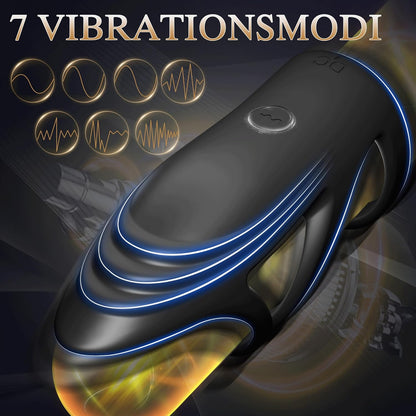 3 IN 1 Dual Cockring Penistrainer Vibrator Masturbator mit 7 Vibrationsmodi