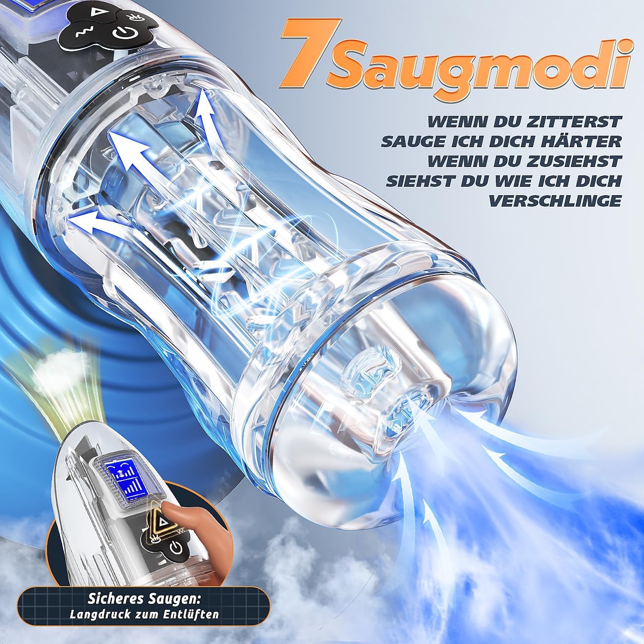 Automatischer Masturbator Penispumpe Stroker mit 7 Saugmodi und 10 Vibrationsstufen