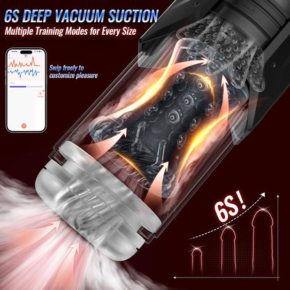 AI Sync Masturbator Penispumpe Tasche Muschi mit 7 Saugen & 7 Stoßen & Drehen & Lecken