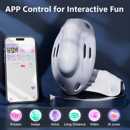 APP-Fernbedienung Masturbator Vergrößerter Hoden Booster mit 9 Vibrationsmodi
