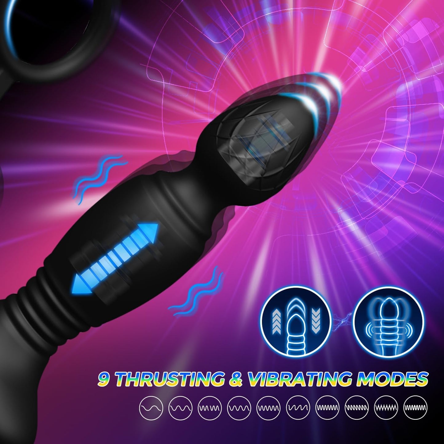 Analvibrator Prostatamassagegerät Penisring mit 9 Stoßmodi & 3 Leistungsstarke Motoren
