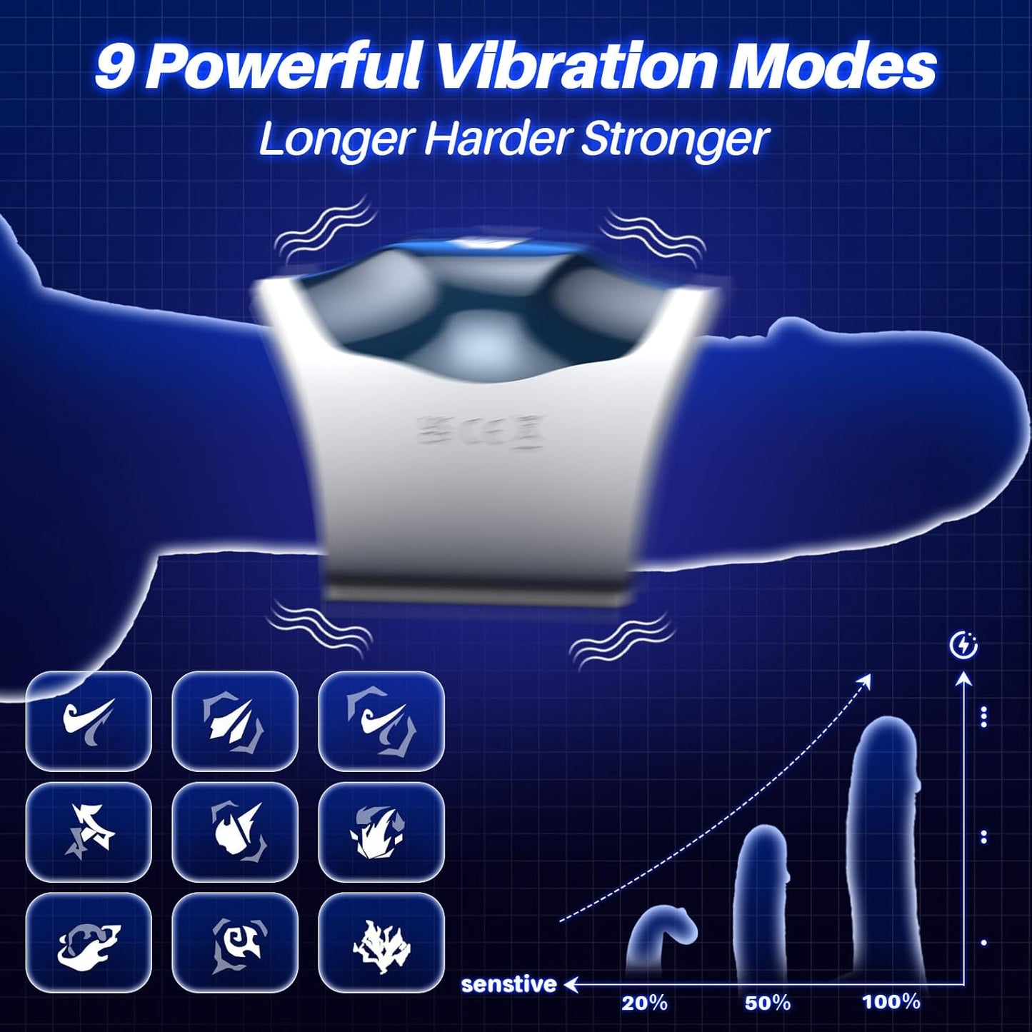 KI-Control Penistrainer Eichel Vibrator Masturbator Stroker mit 10 Vibrationsmodi
