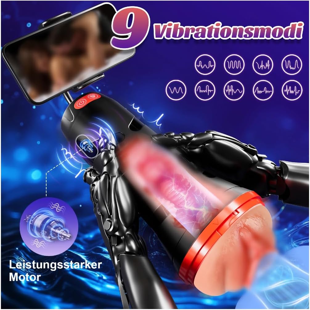 Elektrischer Masturbator Taschenmuschi Penistrainer mit 9 Vibrations & 4 Saugmodi