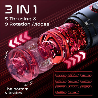 Automatischer Masturbator Penispumpe Blowjob-Maschine mit 5 Stößen und 9 Rotationen
