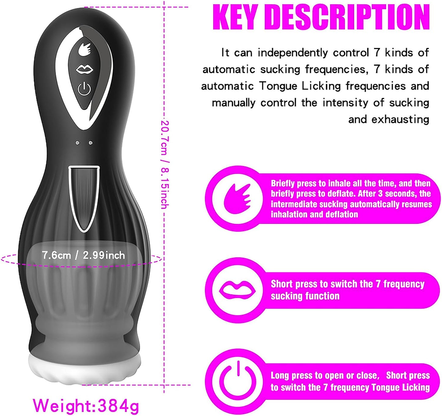 Automatische Masturbator Zungenvibrator Penis Maschine mit 7 * 7 Saugmodus