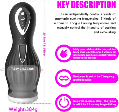 Automatische Masturbator Zungenvibrator Penis Maschine mit 7 * 7 Saugmodus