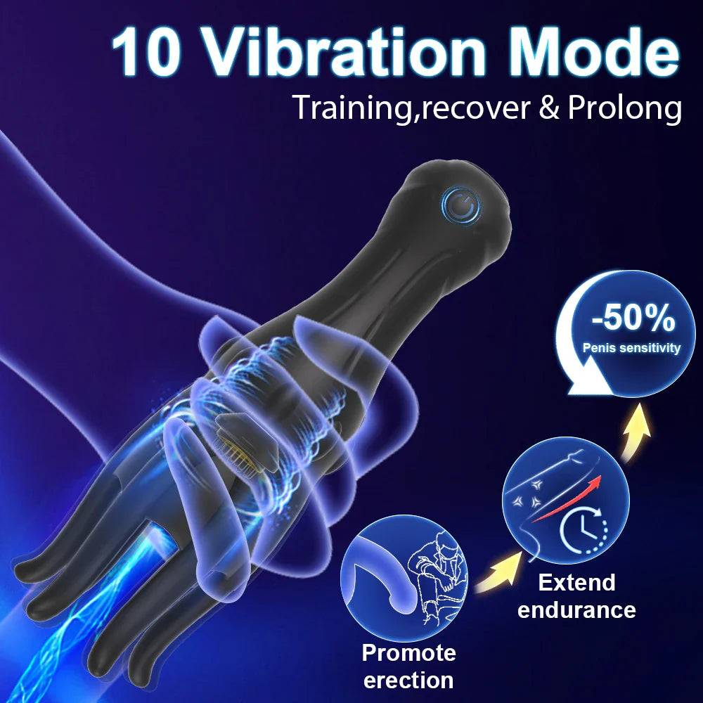 Penistrainer Vibrator Eichelstimulator Stroker Masturbator mit 10 Vibrationsmodi