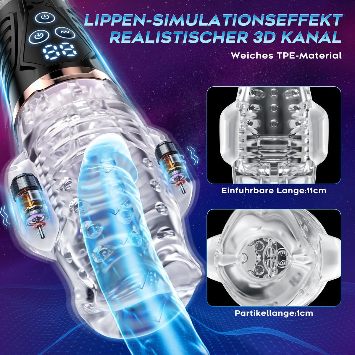 Hochfrequenz Elektrischer Masturbator Penis Trainer mit 9 Vibration und 9 Saugmodi
