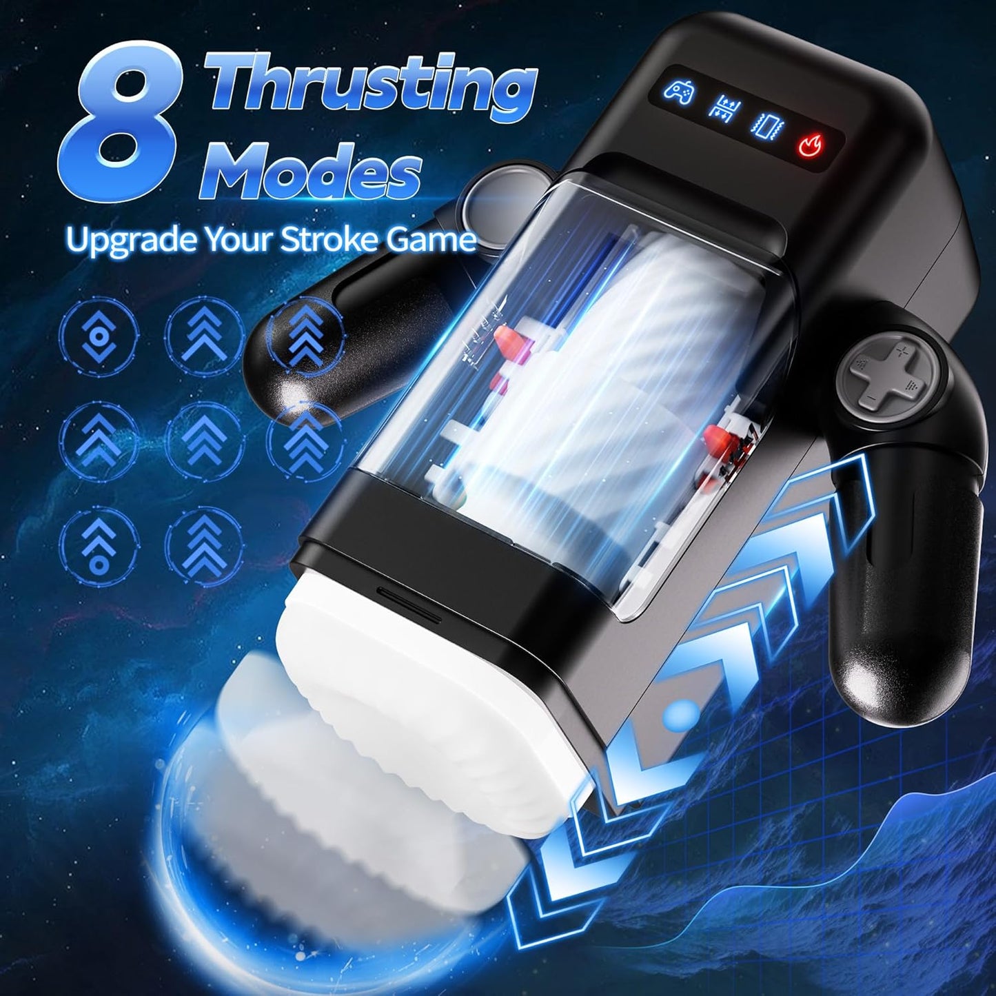 6 IN 1 Elektrische Masturbator Penistrainer Stroker mit 10 Vibrations und 8 Stoßmodi