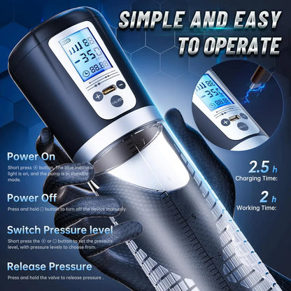 LED-Digitalanzeige Elektrische Penis Vakuumpumpe Masturbator mit 4 Saugintensitäten