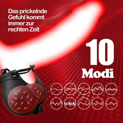 Verstellbarer Penisringe Hodensack Tasche Eichelvibrator mit 10 Vibrationsfunktion