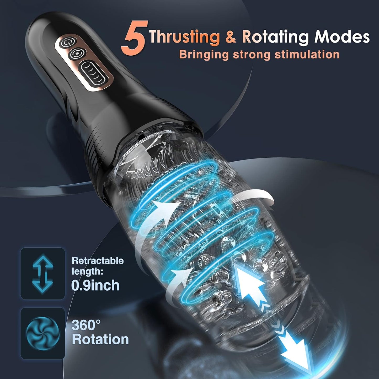Automatischer Masturbator Penis Stroker mit 5 Stoß & Rotationsmodi & 10 Vibrationsmodi