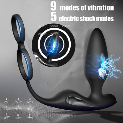 E-stim Anal Vibrator Penisringe Prostata Stimulator mit 9 Vibration & 5 Elektroshockmodi