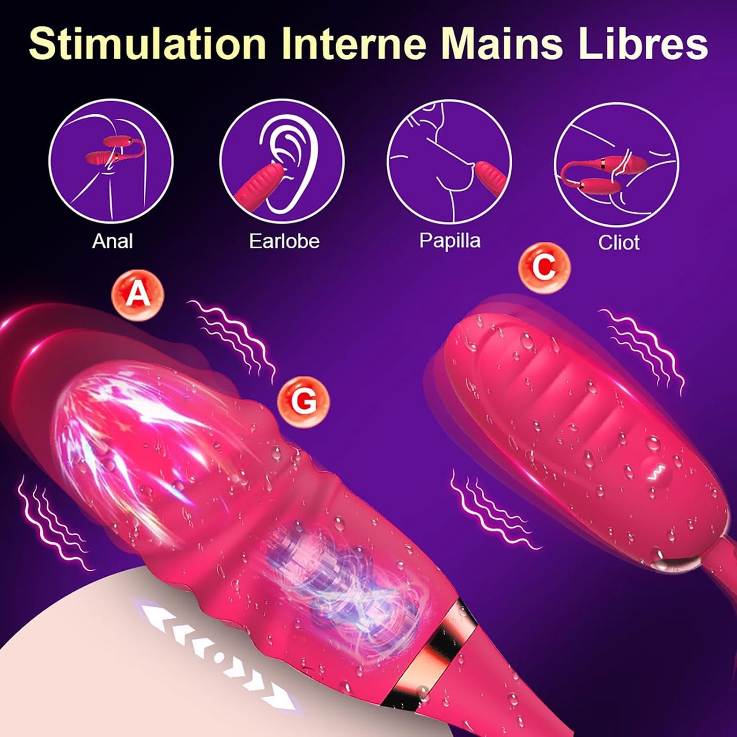 Doppelköpfiges Vibrator G-Punkt Analvibratoren mit 10 Vibrations und Dehnungsmodi