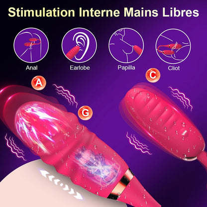 Doppelköpfiges Vibrator G-Punkt Analvibratoren mit 10 Vibrations und Dehnungsmodi