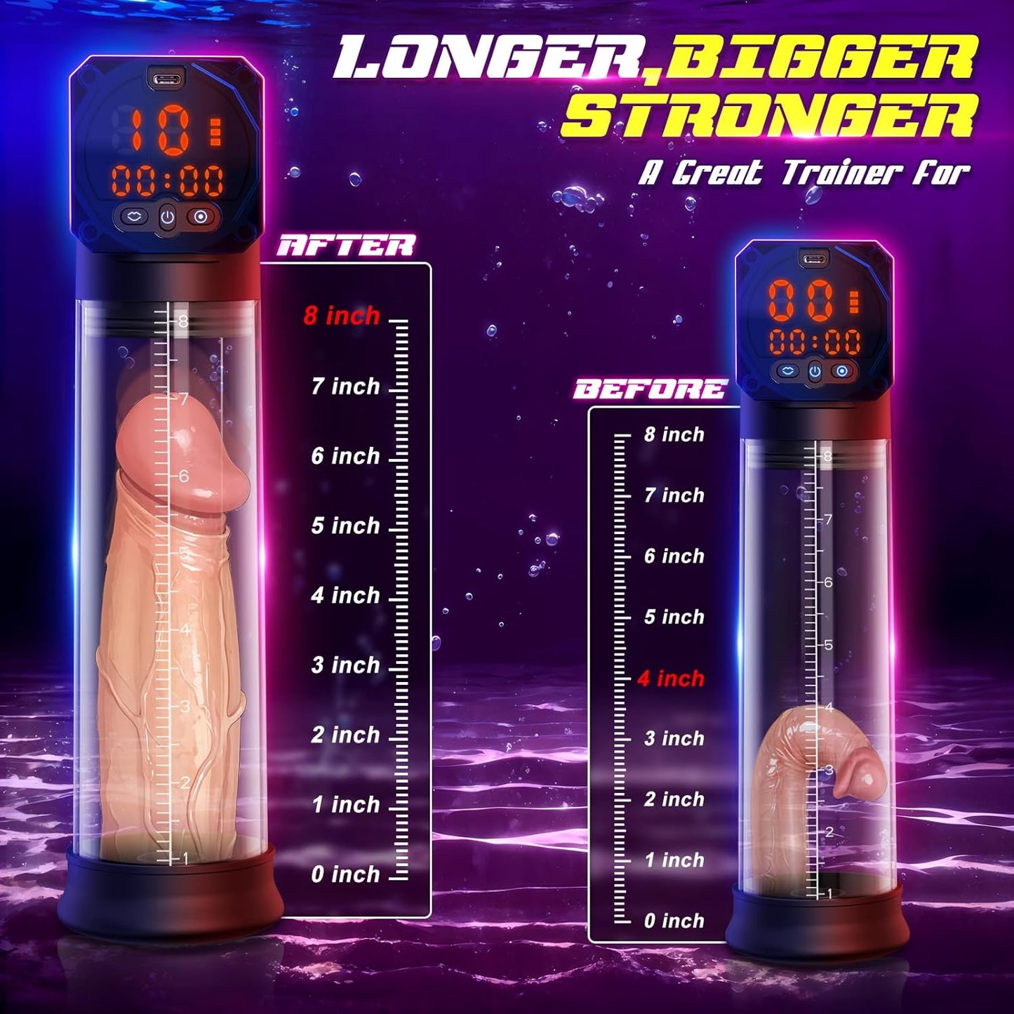 Automatischer Penispumpen Vergrößerer Masturbator mit 10 Saugmodi & 10 Trainingsmodi