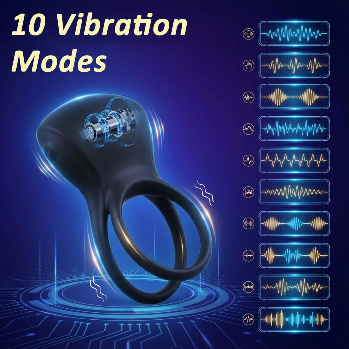 E-Stim Cock Ring Penis Trainer Stimulator mit 10 Vibrationsmodi und 5 Elektroschocks
