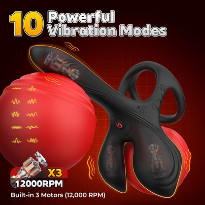 3 IN 1 Doppelter Penisringe Klitorisstimulator G-Punkt Vibrator mit 10 Modi