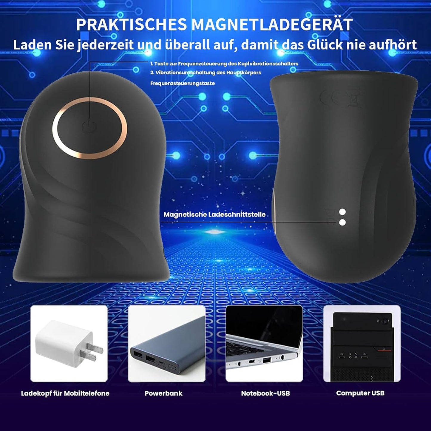 Elektrische Penistrainer Eichel Stimulator Masturbatoren mit 12 Vibrationsmodi