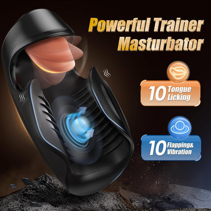 Blowjob Penis Vibrator Eicheltrainer mit 10 Pulsieren & 10 Zunge Lecken & 10 Vibrationsmodi