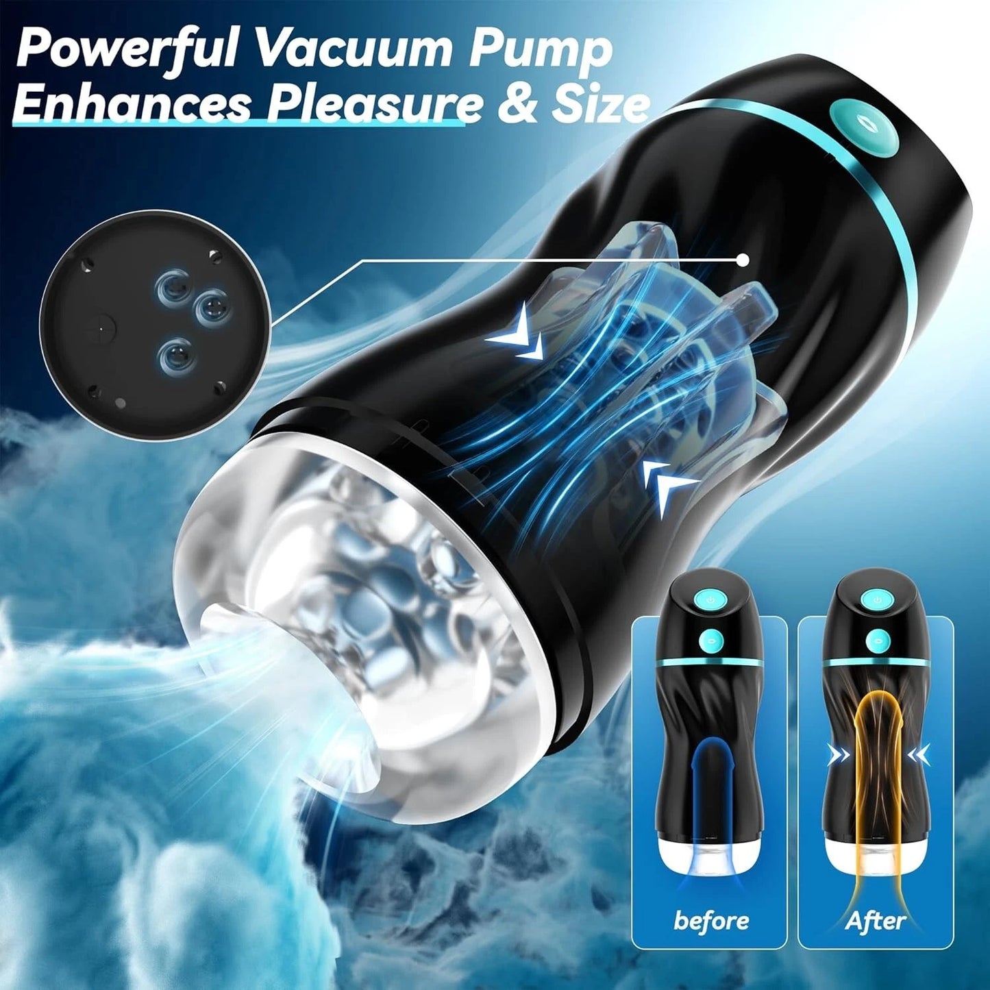 Elektrischer Masturbator Penisstimulator Vibrator mit 7 Vibrations und 3 Saugmodi