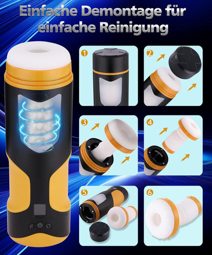 APP-Steuerung Elektrisches Masturbator Penis Stroker mit 8 Modi & Teleskopfunktion & Rotierender