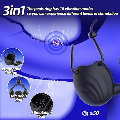 Eicheltrainer Penisringe Hodenstimulator Masturbator mit 10 Vibrationsstufen