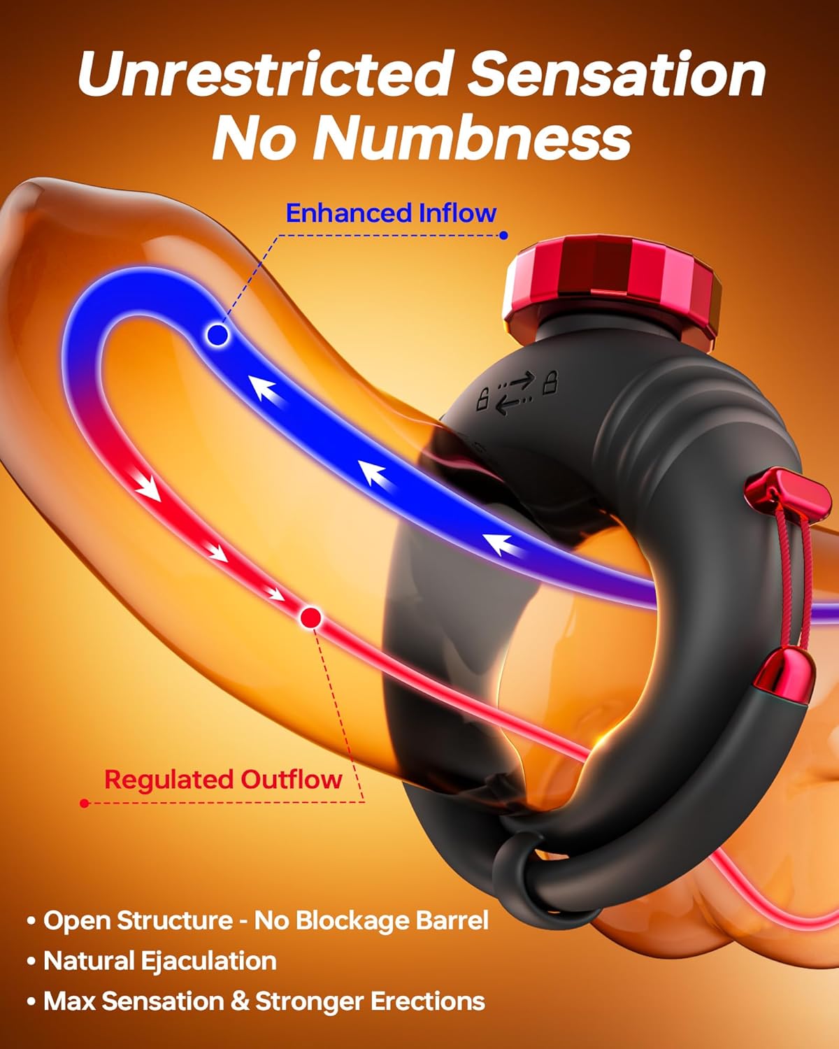 Anpassbarer Offener Penis Trainer Vibrator Cock Ring mit 10 Vibrationsmodi