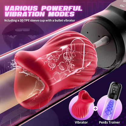 Elektrischer Penispumpe  Vergrößerer Pocket Pussy mit 5 Vibrations und Saugfunktionen