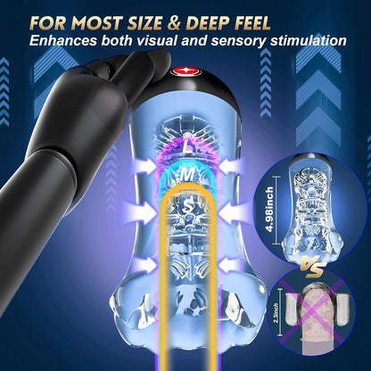 KI-Sync App Transparenter Penis Trainer Vibrator mit 9 Trainingsmodi