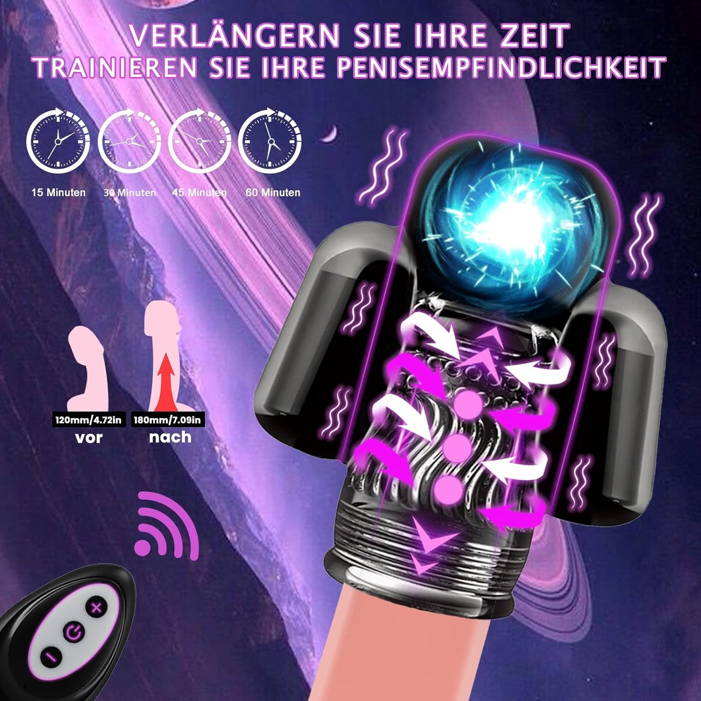 Penis Eichel Vibrator Gerät Eichel Trainingsgerät Masturbatoren mit 6 Frequenzen
