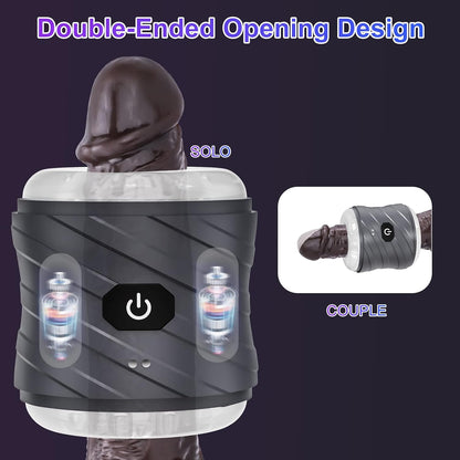 Doppelendiger Penistrainer Vibrator Stroker Blowjob Masturbator mit 7 Vibrationsmodi