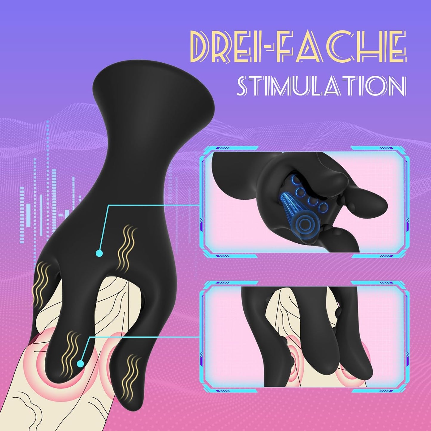 2 in 1 Penismassagegerät Elektrischer Penistrainer Masturbieren mit 9 Vibrationsmodi