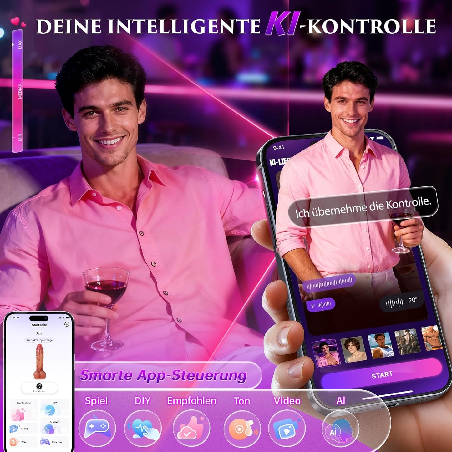 KI-interaktiven Dildo Vibrator Analvibratoren mit 9 Stoßfunktions
