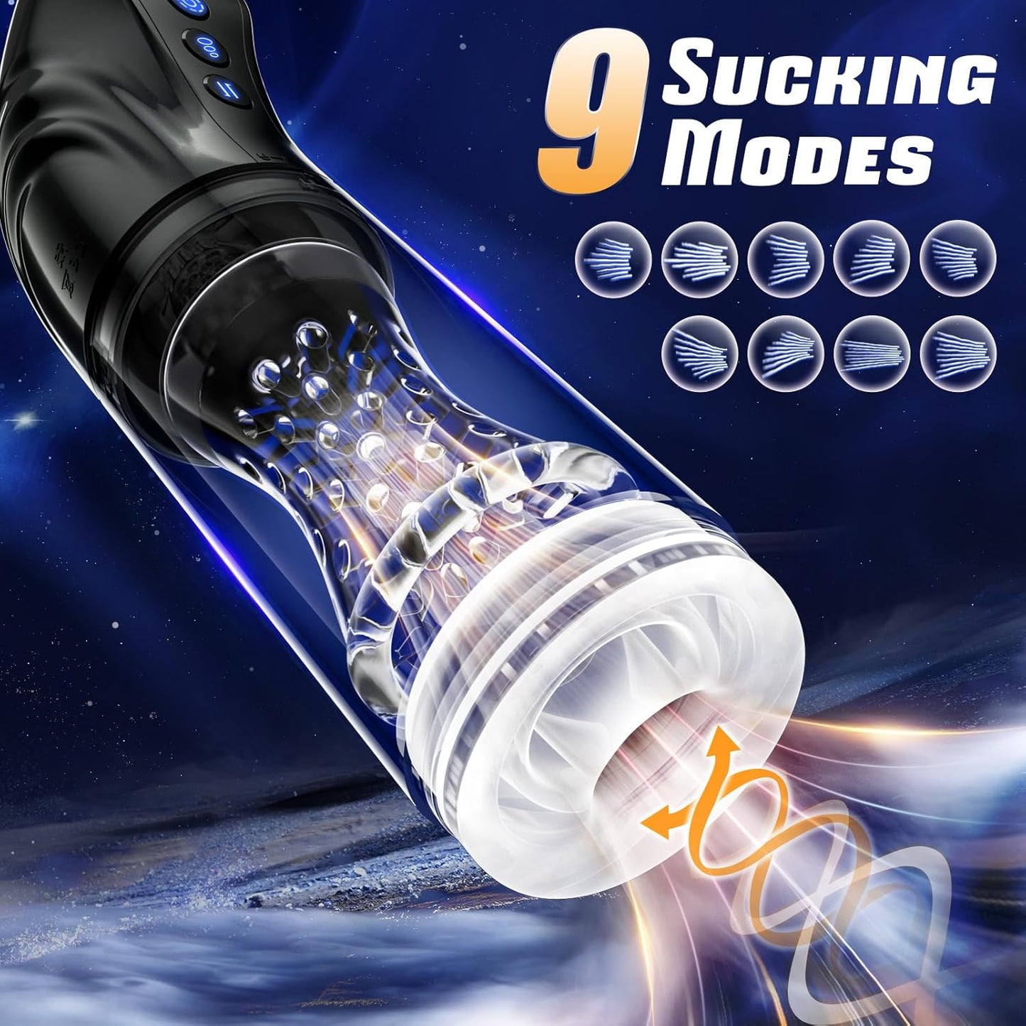 LCD-Display Automatische Masturbator Penispumpe mit 7 Stoß und Rotationsmodi