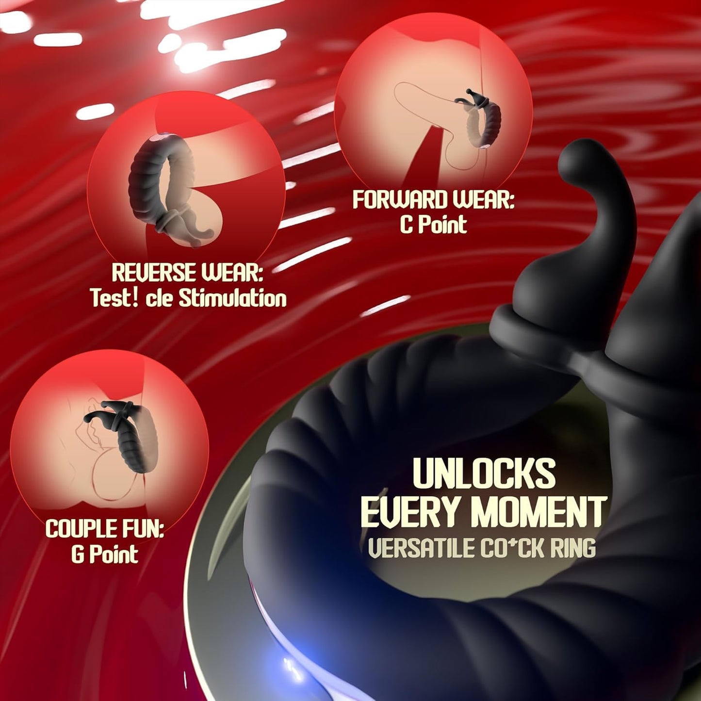 Verstellbarer Cock Ring Penistrainer Vibrator Stimulatot mit 10 Vibrationsmodi