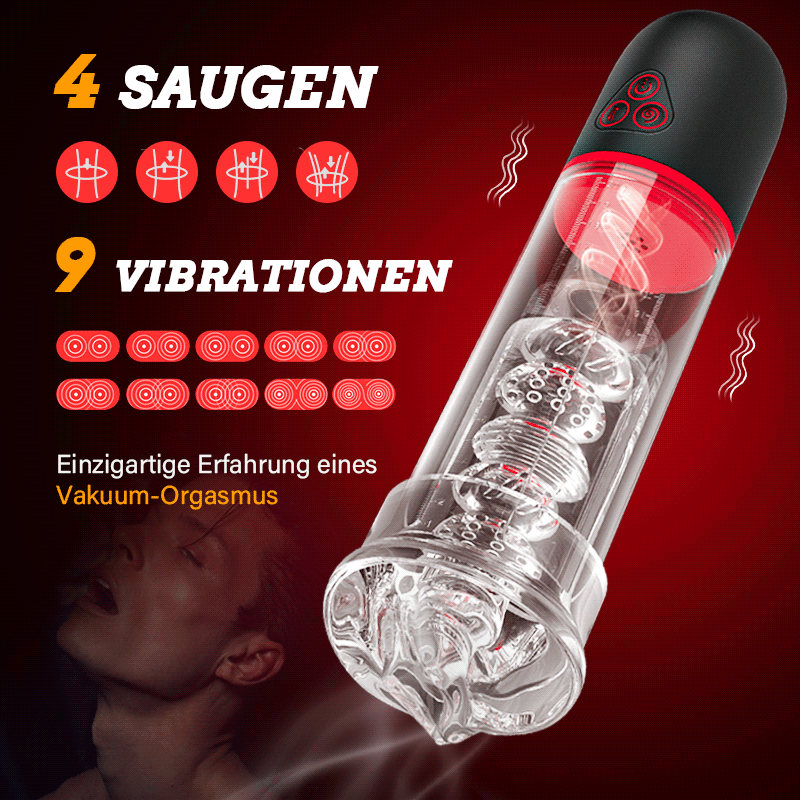 2 IN 1 Automatischer Penispumpe Masturbatoren mit 3 Saugen & 9 Vibrieren
